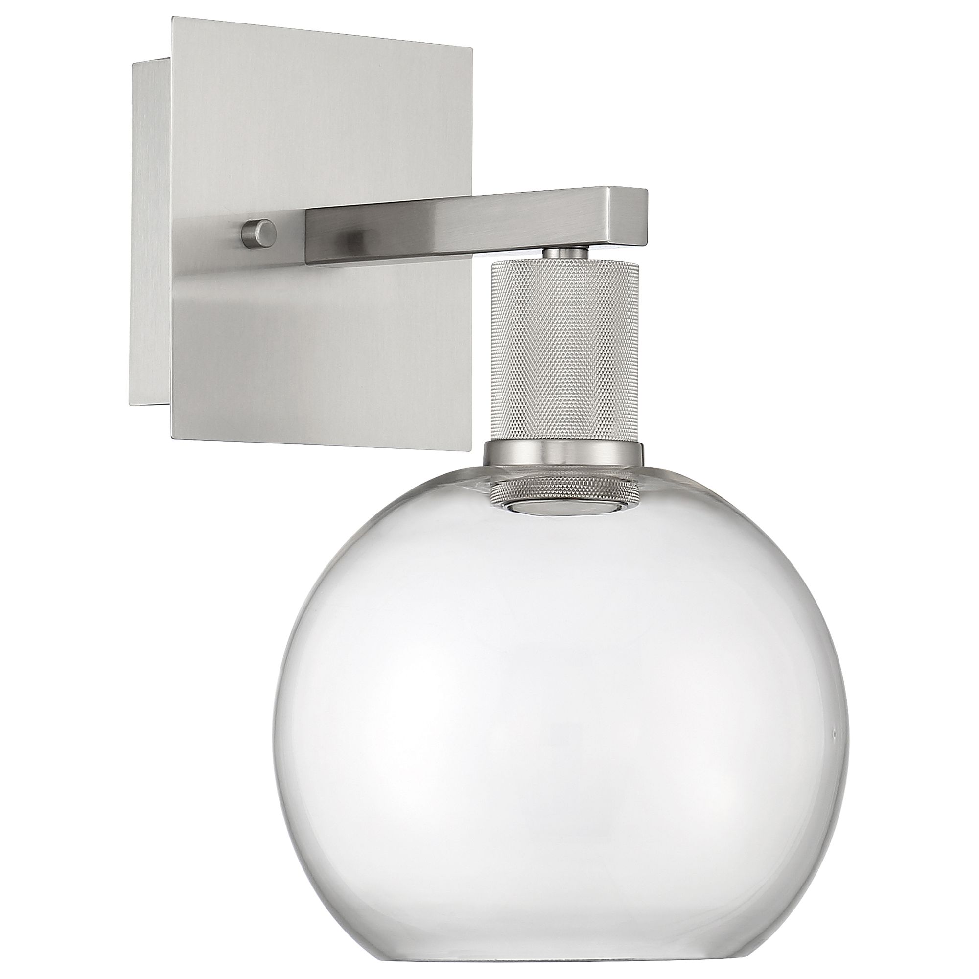 Image 6 Port Nine Burgundy LED Wall Sconce - Brushed Steel - Clear Glass more views