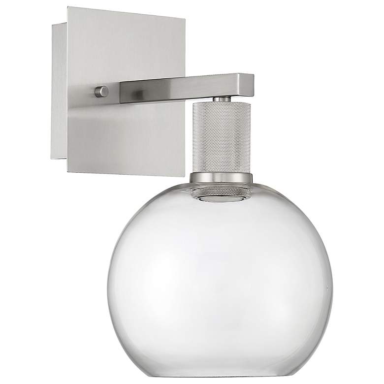 Image 6 Port Nine Burgundy LED Wall Sconce - Brushed Steel - Clear Glass more views