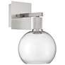 6_Port Nine Burgundy LED Wall Sconce - Brushed Steel - Clear Glass more views