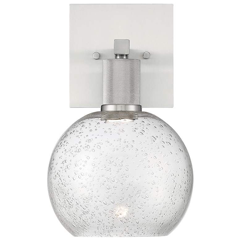 Image 2 Port Nine Burgundy LED Wall Sconce - Brushed Steel - Seeded Glass more views
