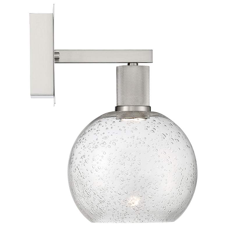 Image 3 Port Nine Burgundy LED Wall Sconce - Brushed Steel - Seeded Glass more views