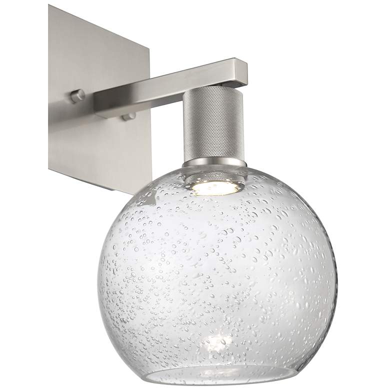 Image 5 Port Nine Burgundy LED Wall Sconce - Brushed Steel - Seeded Glass more views