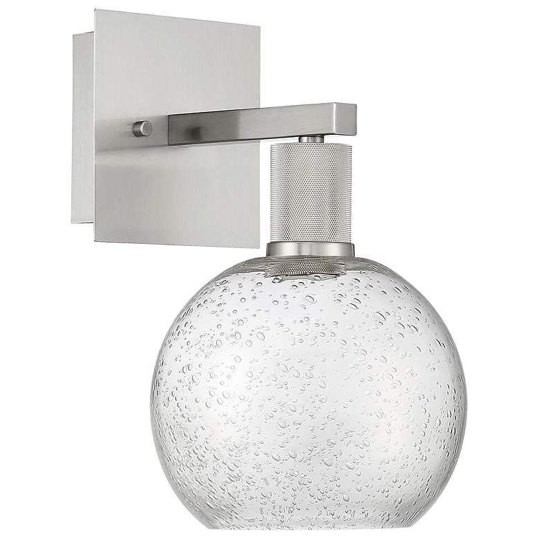 Image 6 Port Nine Burgundy LED Wall Sconce - Brushed Steel - Seeded Glass more views