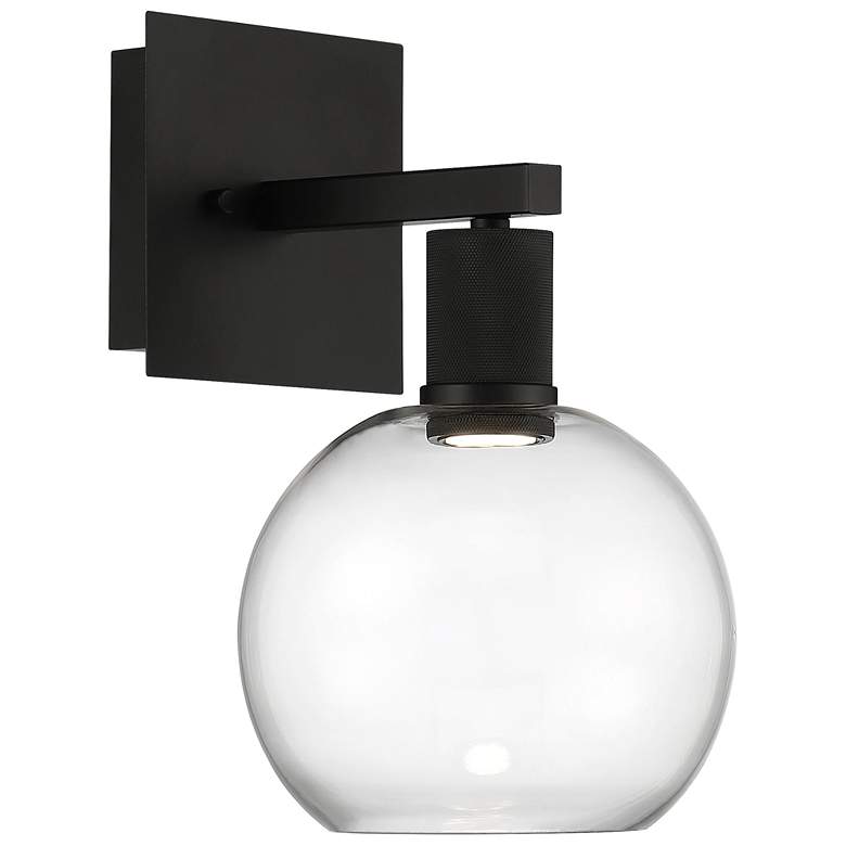 Image 1 Port Nine Burgundy LED Wall Sconce - Matte Black - Clear Glass