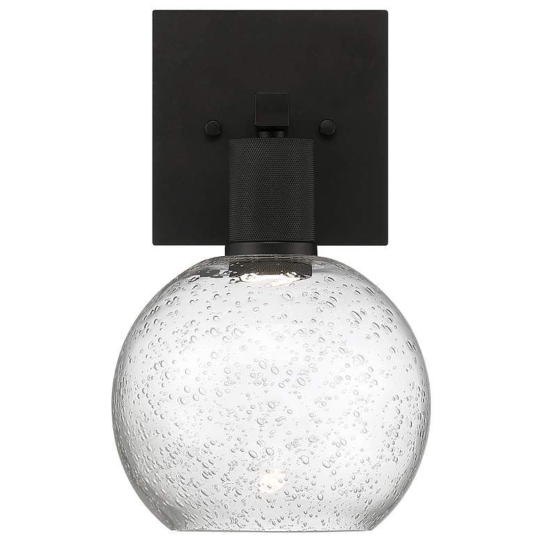 Image 2 Port Nine Burgundy LED Wall Sconce - Matte Black - Seeded Glass more views