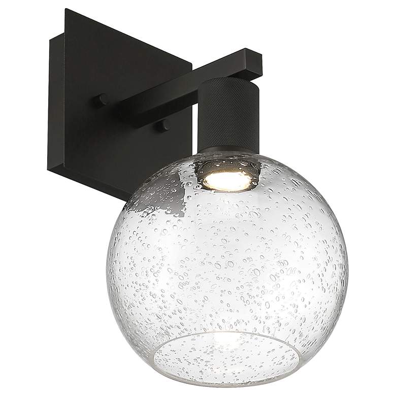 Image 4 Port Nine Burgundy LED Wall Sconce - Matte Black - Seeded Glass more views