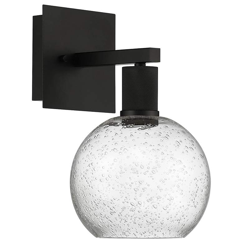 Image 6 Port Nine Burgundy LED Wall Sconce - Matte Black - Seeded Glass more views