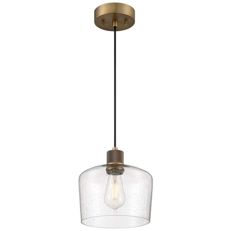 Image 1 Port Nine Chardonnay E26 LED Pendant - Antique Brushed Brass - Seeded Glass