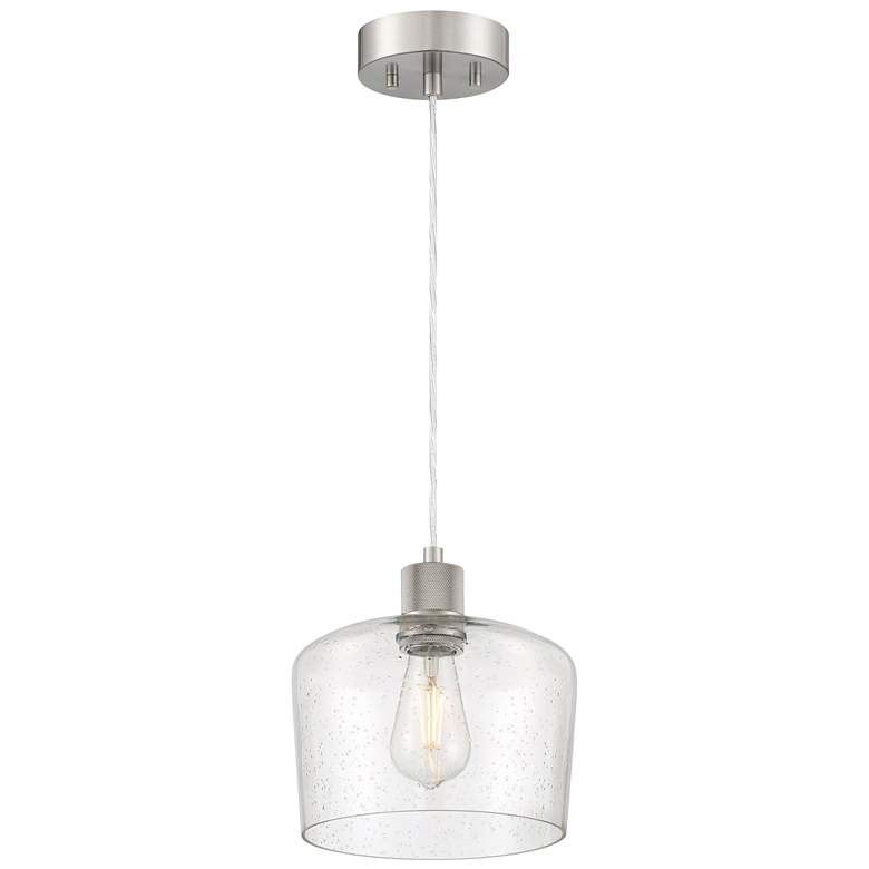 Image 1 Port Nine Chardonnay E26 LED Pendant - Brushed Steel Finish - Seeded Glass