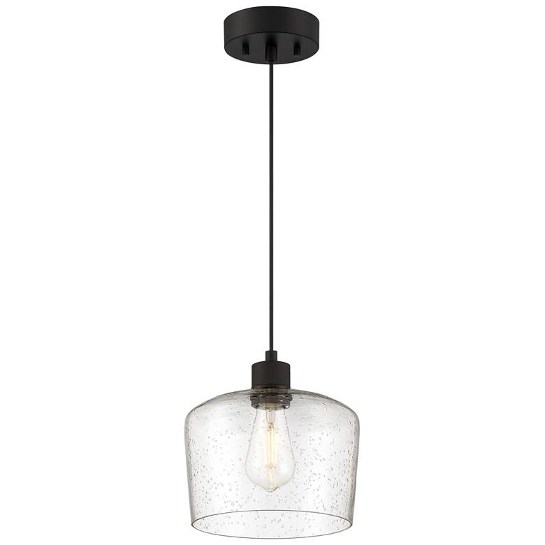 Image 1 Port Nine Chardonnay E26 LED Pendant - Matte Black Finish - Seeded Glass