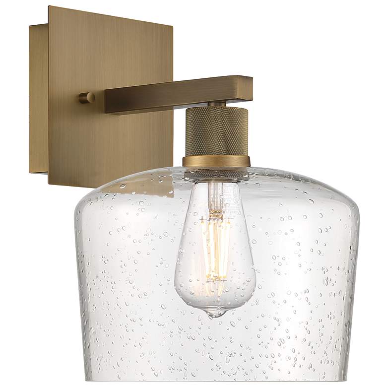 Image 1 Port Nine Chardonnay E26 LED Sconce - Antique Brushed Brass, Seeded Glass