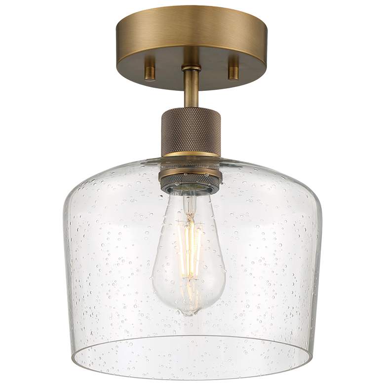 Image 1 Port Nine Chardonnay E26 LED Semi-Flush - Brushed Brass, Seeded Glass