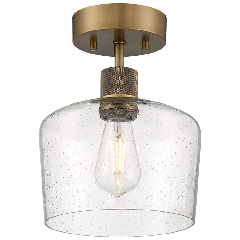 Image 1 Port Nine Chardonnay E26 LED Semi-Flush - Brushed Brass, Seeded Glass