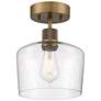 Port Nine Chardonnay E26 LED Semi-Flush - Brushed Brass, Seeded Glass