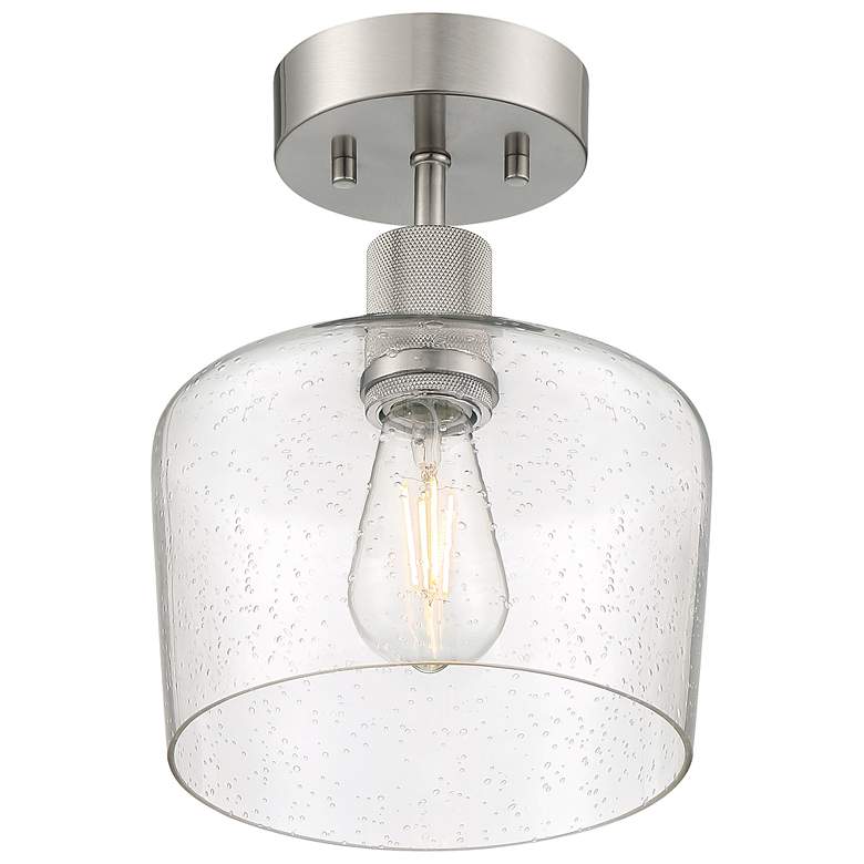 Image 3 Port Nine Chardonnay E26 LED Semi-Flush - Brushed Steel - Seeded Glass more views