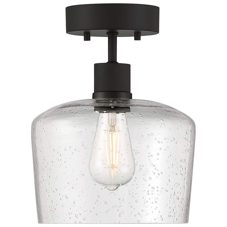Image 2 Port Nine Chardonnay E26 LED Semi-Flush - Matte Black - Seeded Glass more views