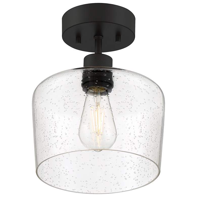 Image 3 Port Nine Chardonnay E26 LED Semi-Flush - Matte Black - Seeded Glass more views