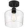 3_Port Nine Chardonnay E26 LED Semi-Flush - Matte Black - Seeded Glass more views