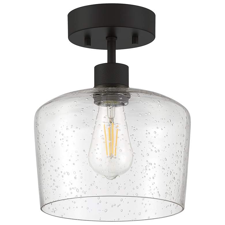Image 4 Port Nine Chardonnay E26 LED Semi-Flush - Matte Black - Seeded Glass more views