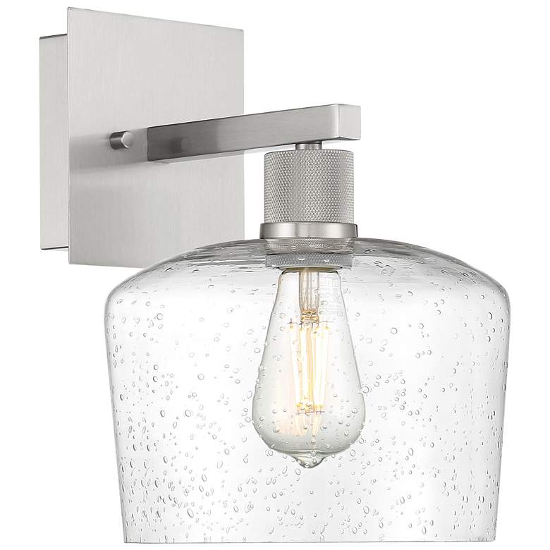 Image 1 Port Nine Chardonnay E26 LED Wall Sconce - Brushed Steel - Seeded Glass