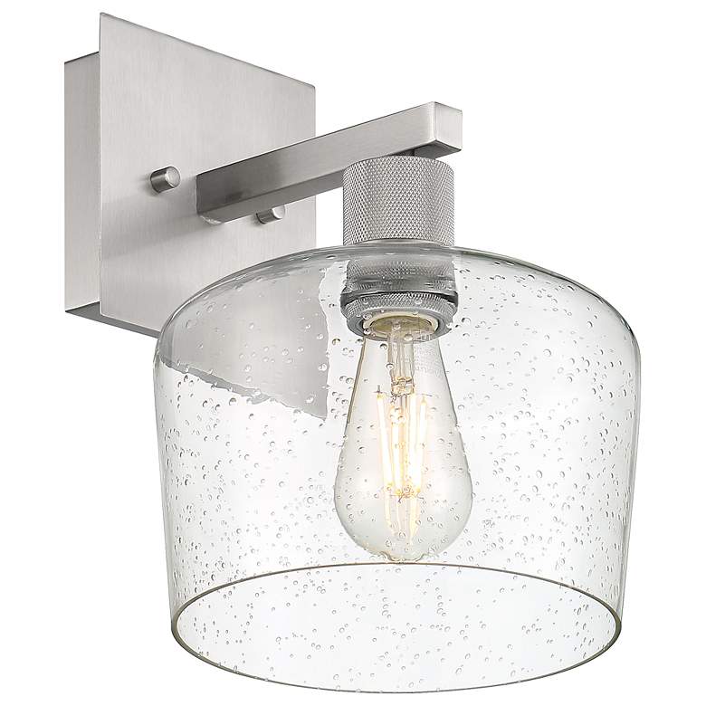 Image 4 Port Nine Chardonnay E26 LED Wall Sconce - Brushed Steel - Seeded Glass more views