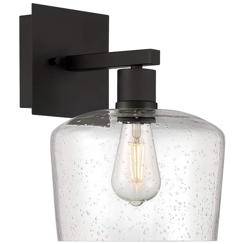 Image 1 Port Nine Chardonnay E26 LED Wall Sconce - Matte Black - Seeded Glass