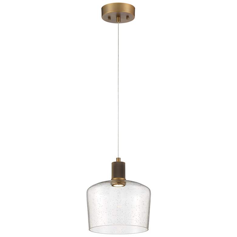 Image 1 Port Nine Chardonnay LED Pendant - Antique Brushed Brass - Seeded Glass