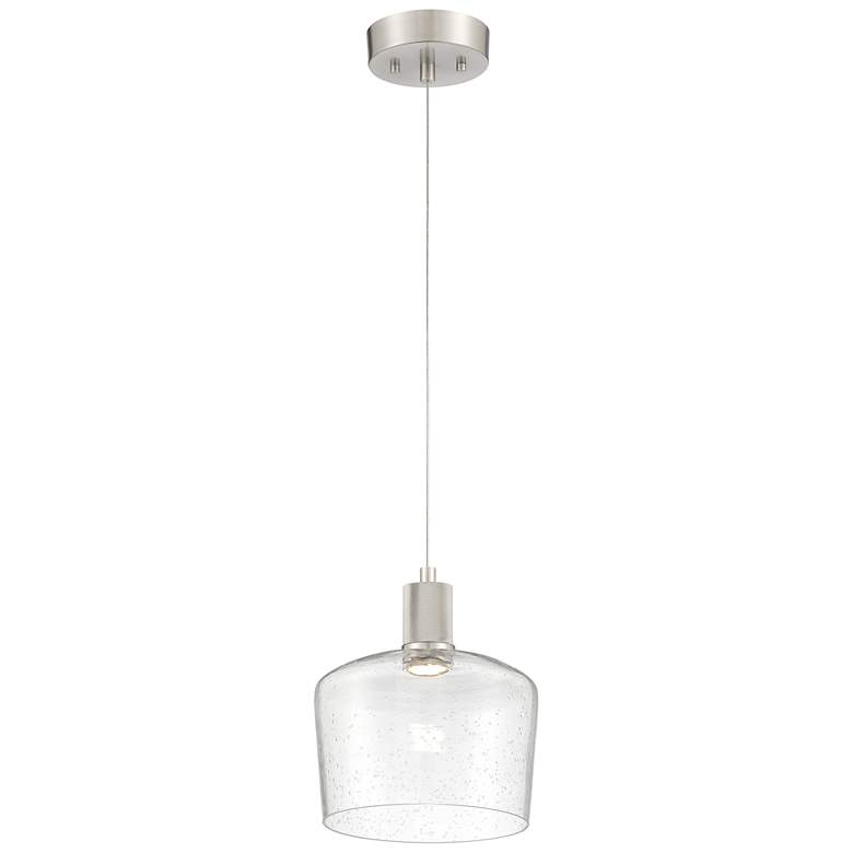 Image 1 Port Nine Chardonnay LED Pendant - Brushed Steel Finish - Seeded Glass