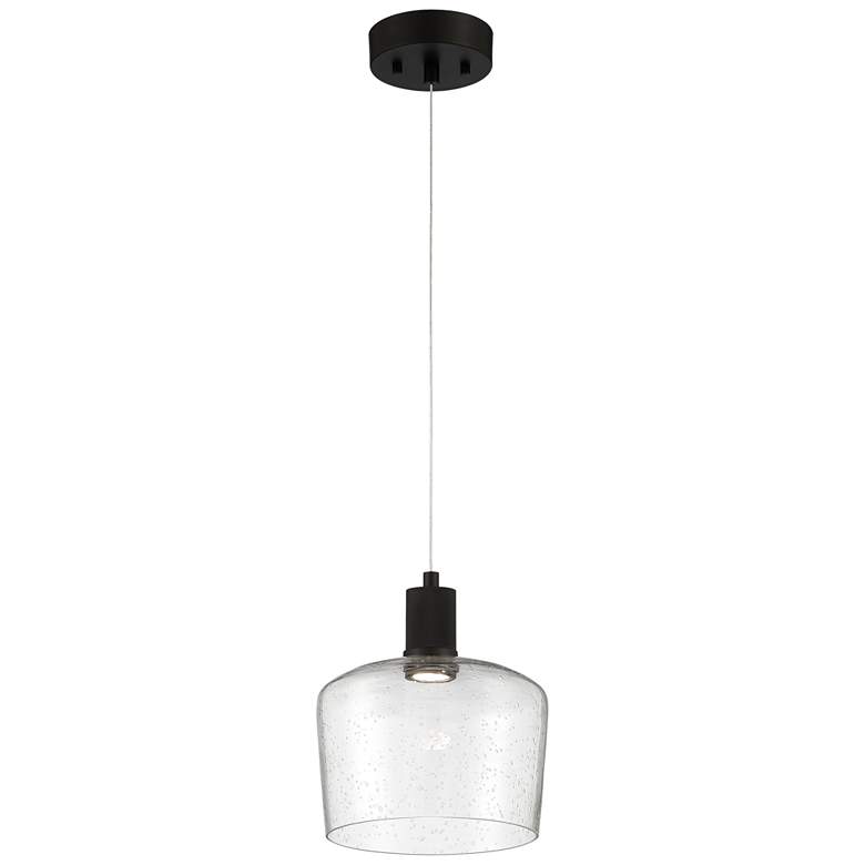 Image 1 Port Nine Chardonnay LED Pendant - Matte Black Finish - Seeded Glass