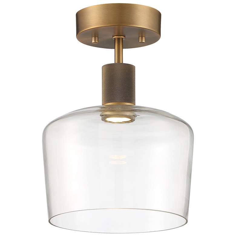 Image 1 Port Nine Chardonnay LED Semi-Flush - Antique Brushed Brass - Clear Glass