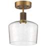 Port Nine Chardonnay LED Semi-Flush - Antique Brushed Brass - Seeded Glass