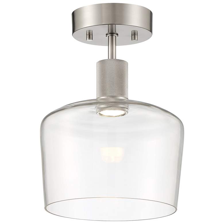 Image 1 Port Nine Chardonnay LED Semi-Flush - Brushed Steel - Clear Glass