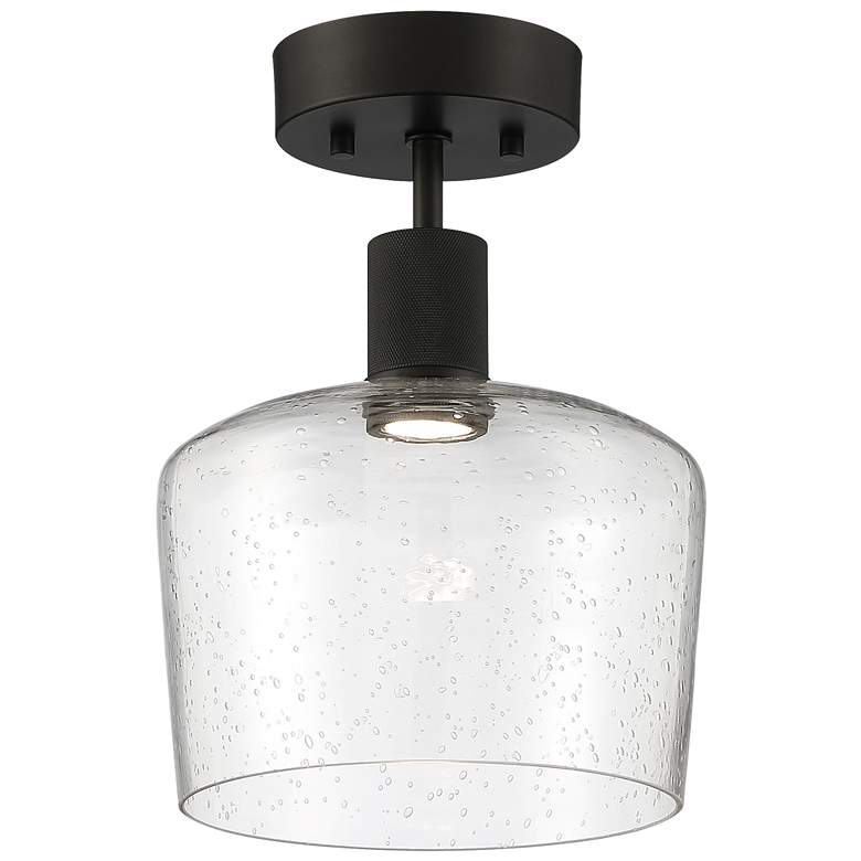 Image 1 Port Nine Chardonnay LED Semi-Flush - Matte Black - Seeded Glass