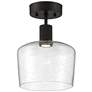Port Nine Chardonnay LED Semi-Flush - Matte Black - Seeded Glass