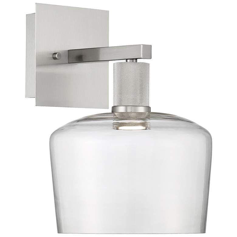 Image 1 Port Nine Chardonnay LED Wall Sconce - Brushed Steel - Clear Glass