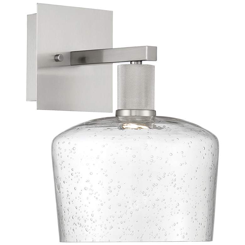 Image 1 Port Nine Chardonnay LED Wall Sconce - Brushed Steel - Seeded Glass