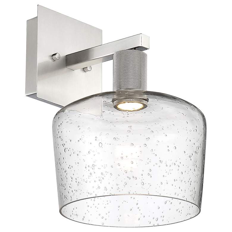 Image 4 Port Nine Chardonnay LED Wall Sconce - Brushed Steel - Seeded Glass more views