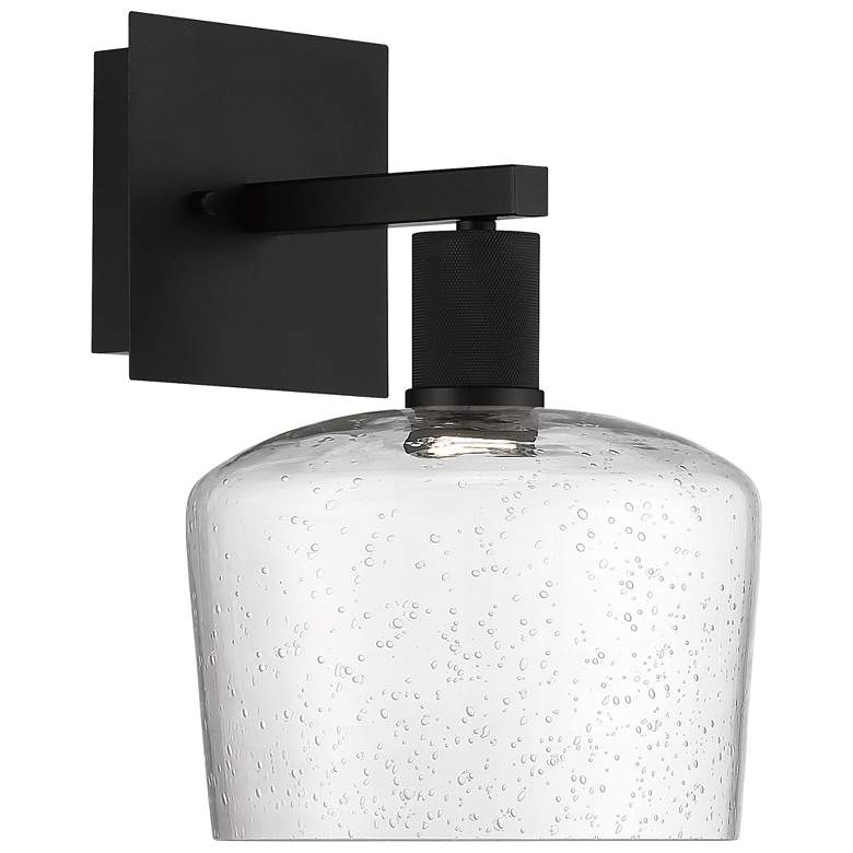 Image 1 Port Nine Chardonnay LED Wall Sconce - Matte Black - Seeded Glass