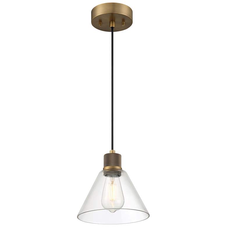 Image 1 Port Nine Martini E26 LED Pendant - Antique Brushed Brass - Clear Glass