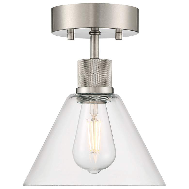 Image 2 Port Nine Martini E26 LED Semi-Flush - Brushed Steel - Clear Glass more views