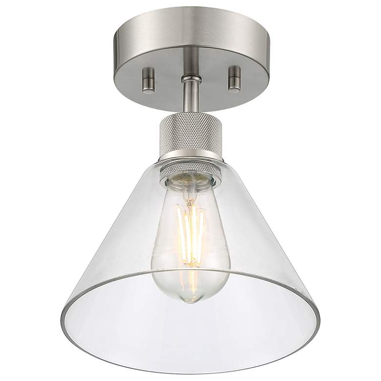 Image 3 Port Nine Martini E26 LED Semi-Flush - Brushed Steel - Clear Glass more views