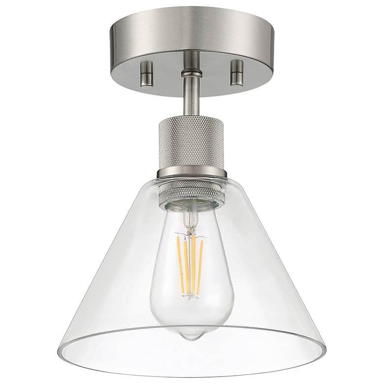 Image 4 Port Nine Martini E26 LED Semi-Flush - Brushed Steel - Clear Glass more views