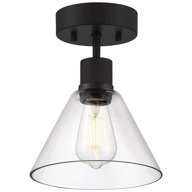 Image 1 Port Nine Martini E26 LED Semi-Flush - Matte Black - Clear Glass