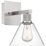 Port Nine Martini E26 LED Wall Sconce - Brushed Steel - Clear Glass