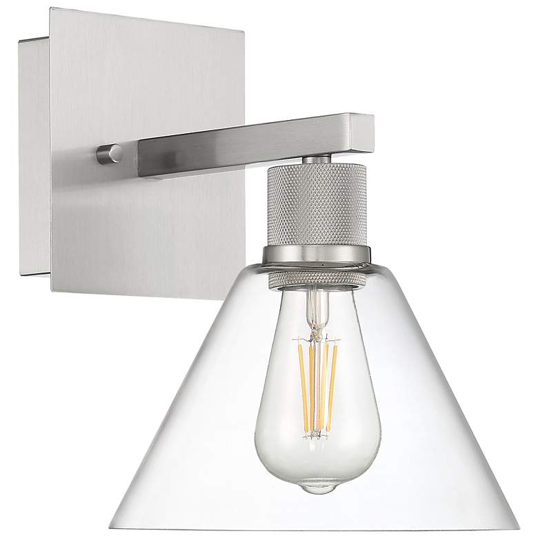 Image 6 Port Nine Martini E26 LED Wall Sconce - Brushed Steel - Clear Glass more views