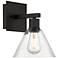 Port Nine Martini E26 LED Wall Sconce - Matte Black - Clear Glass