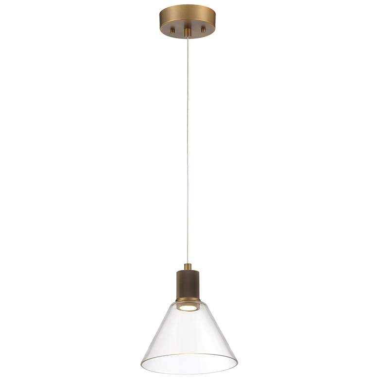 Image 1 Port Nine Martini LED Pendant - Antique Brushed Brass - Clear Glass