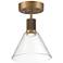 Port Nine Martini LED Semi-Flush - Antique Brushed Brass - Clear Glass