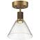 Port Nine Martini LED Semi-Flush - Antique Brushed Brass - Seeded Glass