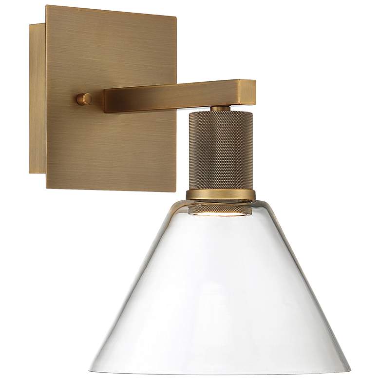 Image 1 Port Nine Martini LED Wall Sconce - Antique Brushed Brass - Clear Glass